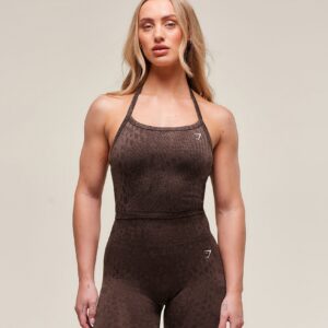 gymshark adapt animal x whitney seamless midi tank soft brown/archive brown