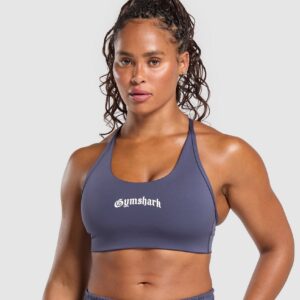 gymshark strength department graphic sports bra weighted purple