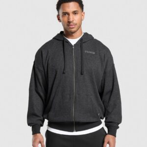 gymshark waffle zip hoodie black