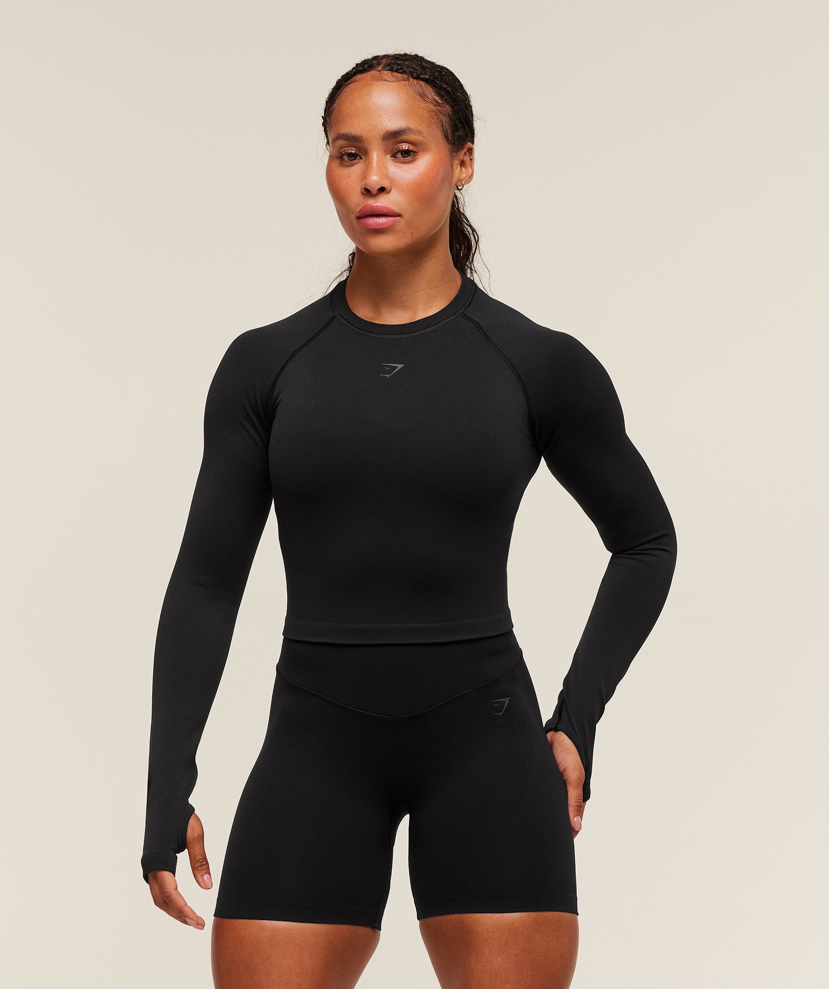 gymshark activate long sleeve crop top black gymshark activate long sleeve crop top black