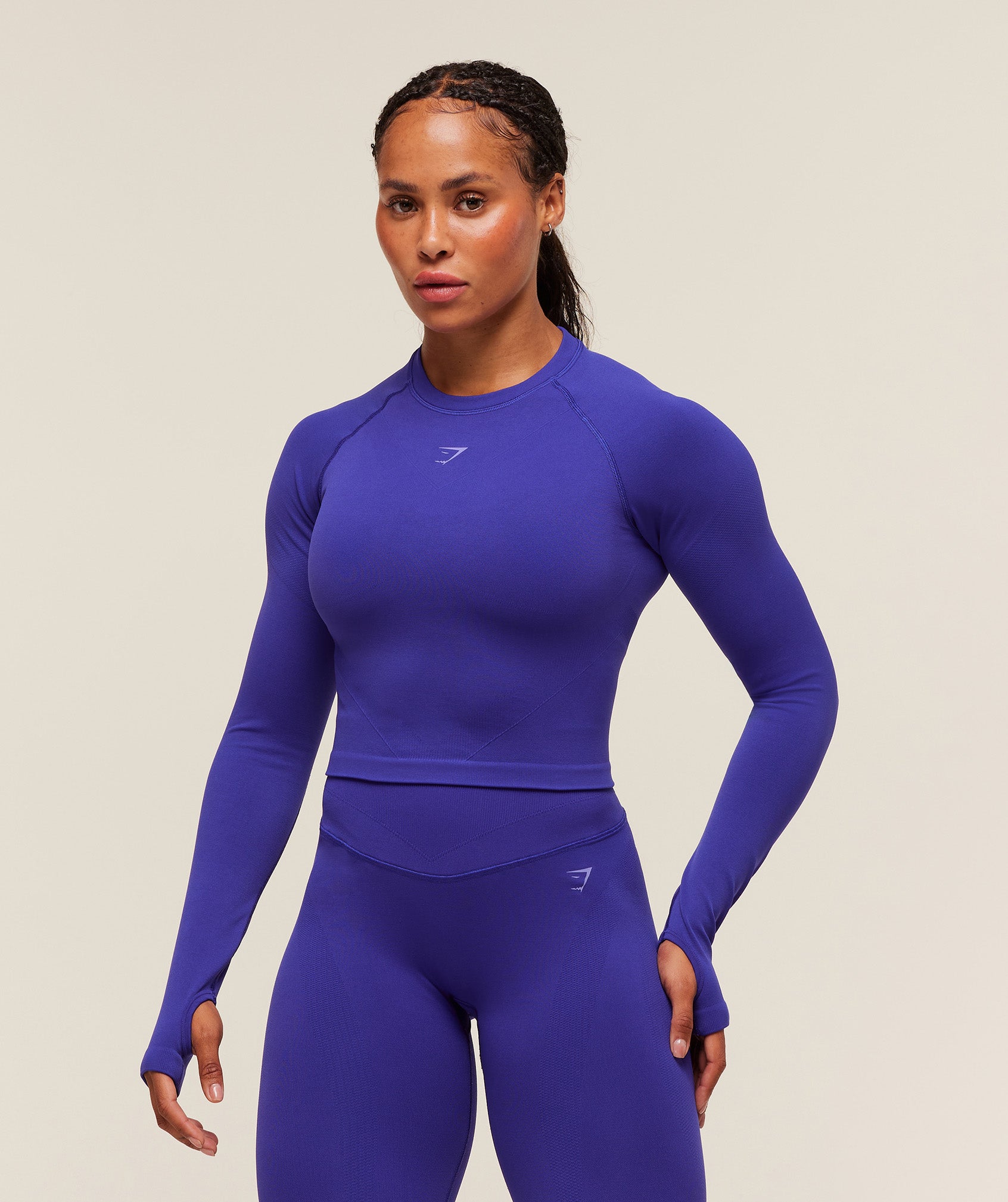 gymshark activate long sleeve crop top cobalt purple gymshark activate long sleeve crop top cobalt purple