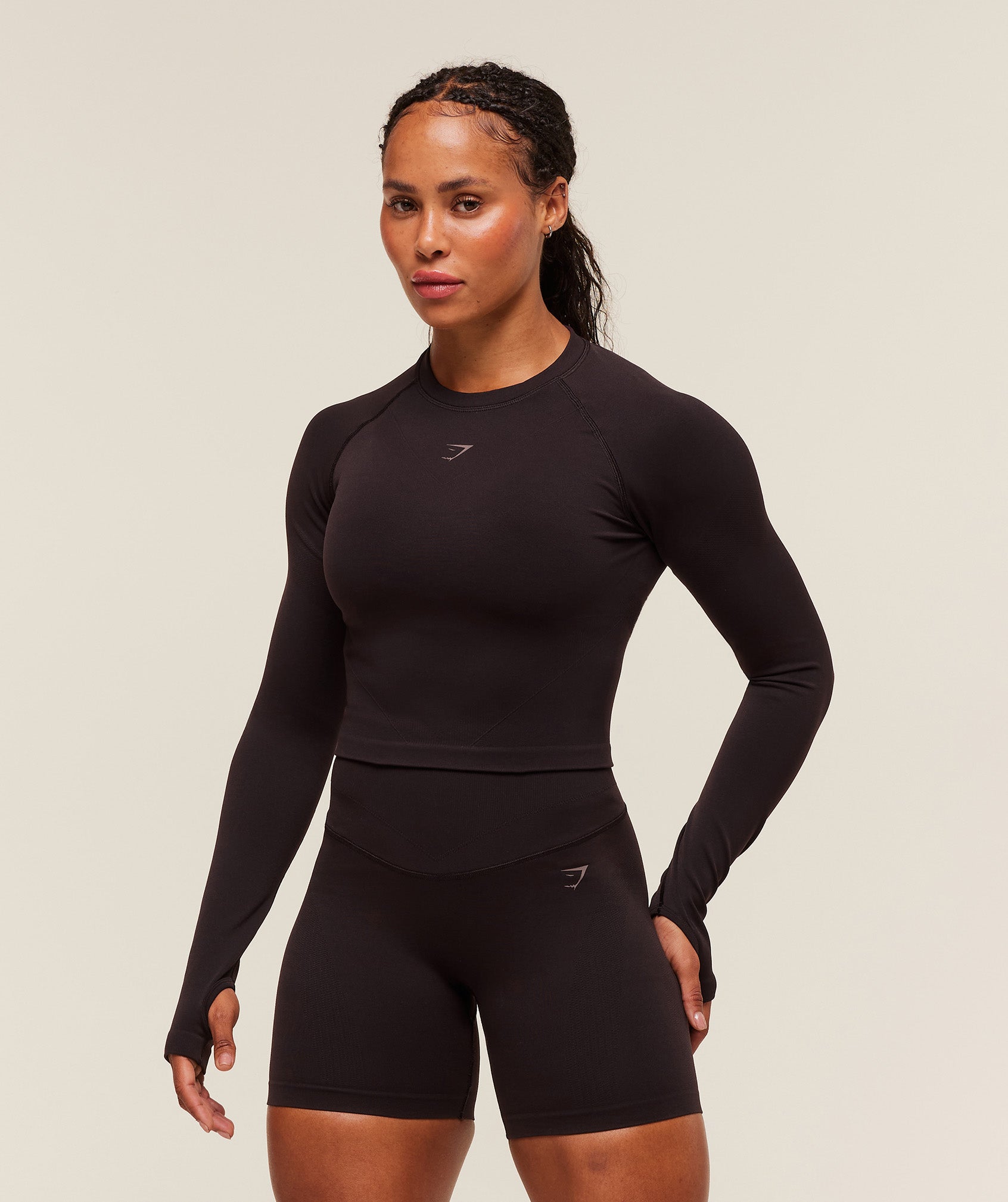 gymshark activate long sleeve crop top plum brown gymshark activate long sleeve crop top plum brown