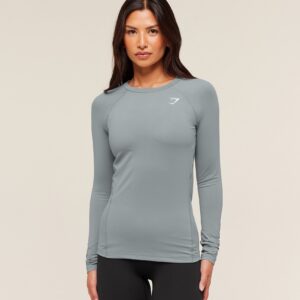 gymshark training baselayer long sleeve top denim grey