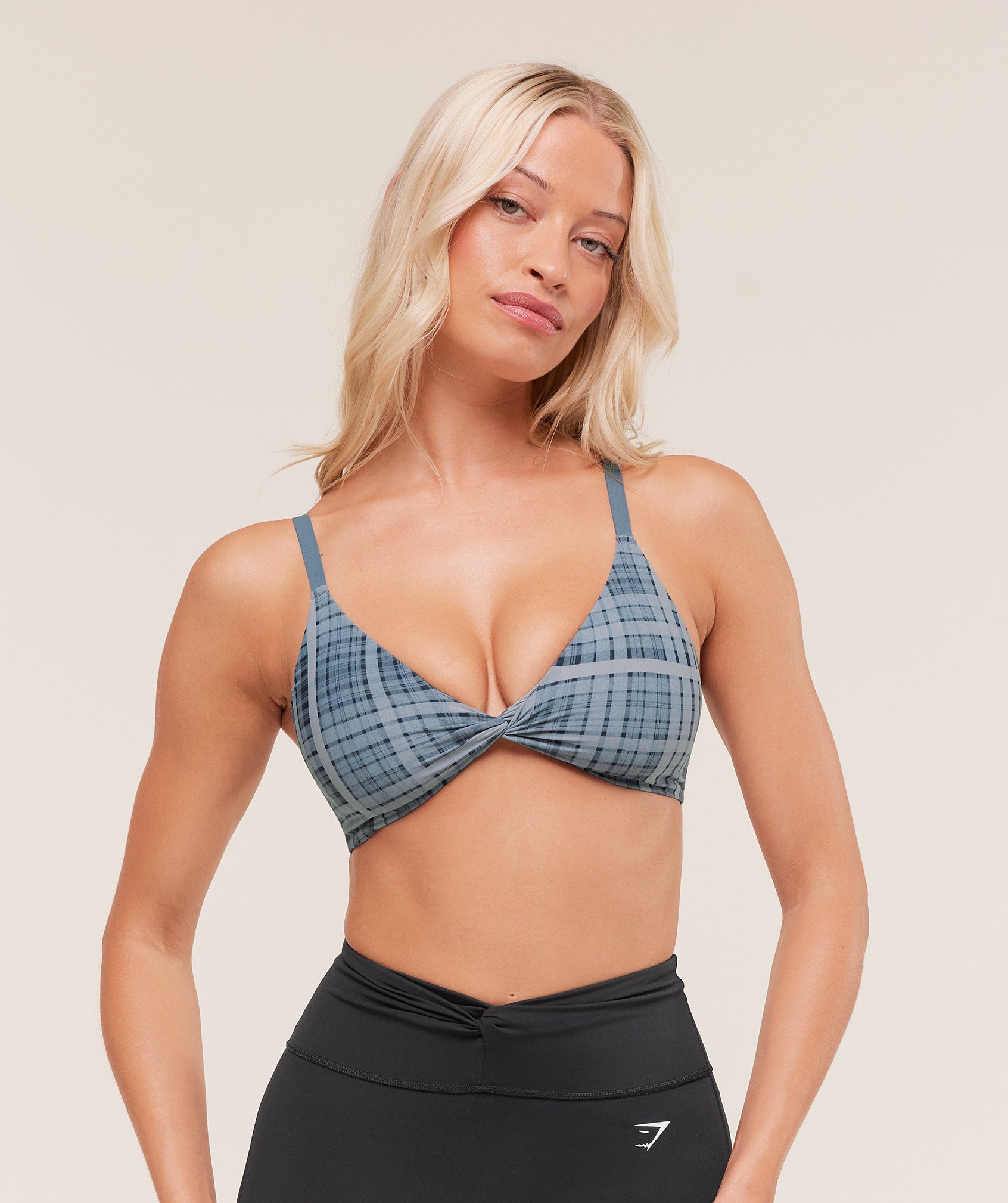gymshark printed twist front bralette denim grey gymshark printed twist front bralette denim grey