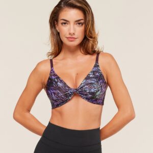 gymshark printed twist front bralette morning blue