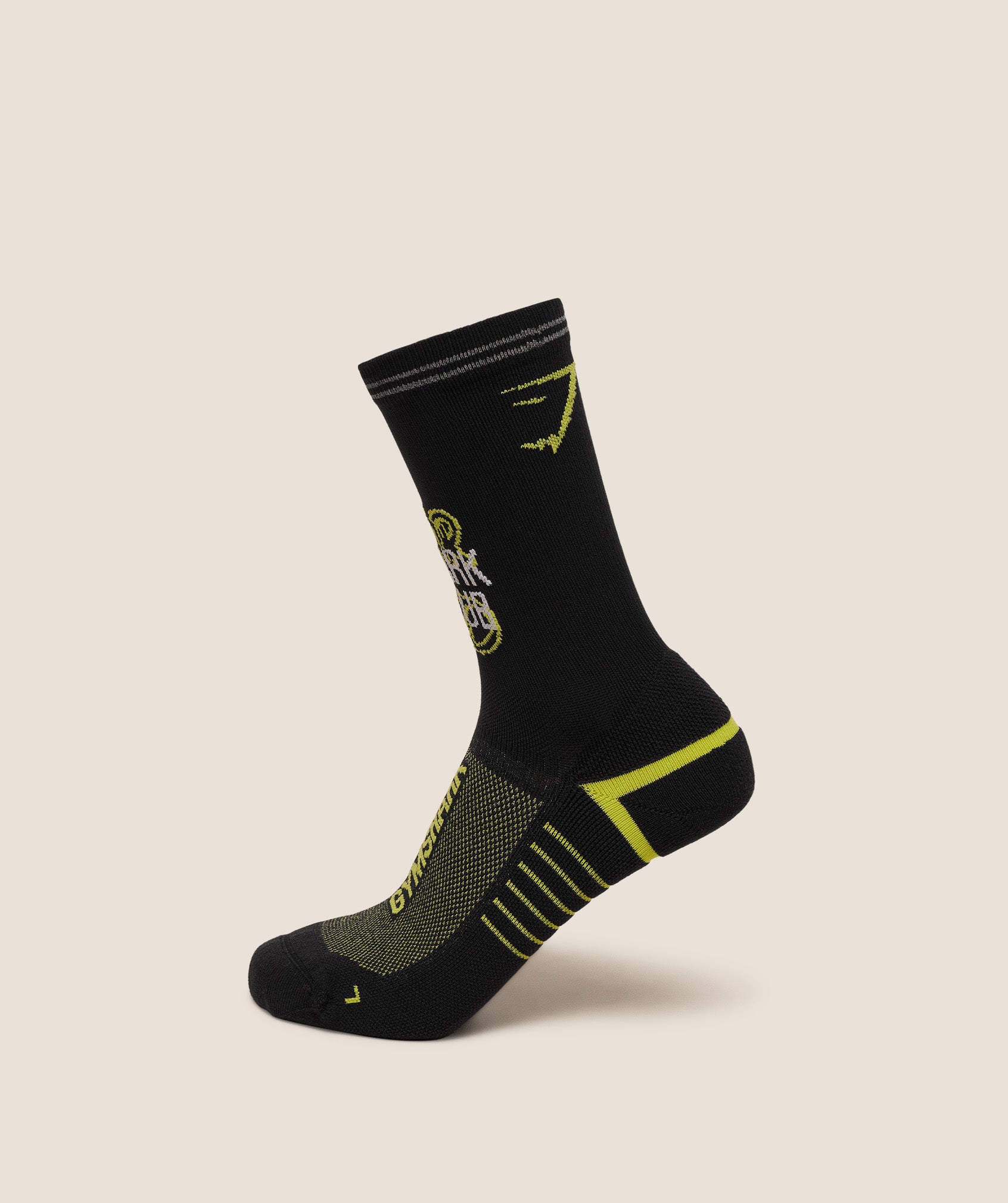 gymshark graphic single pack crew running sock black gymshark graphic single pack crew running sock black