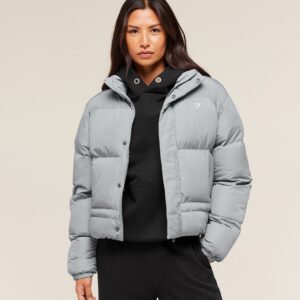 gymshark puffer jacket denim grey