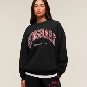 gymshark collegiate graphic crew neck pullover black