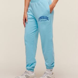 gymshark collegiate graphic joggers athletic light blue