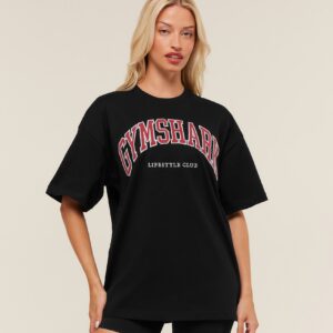 gymshark collegiate graphic t shirt black