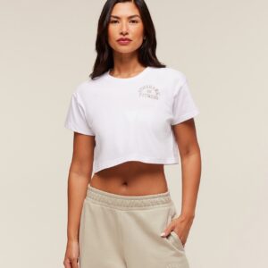 gymshark fitness embroidered graphic oversized crop top white