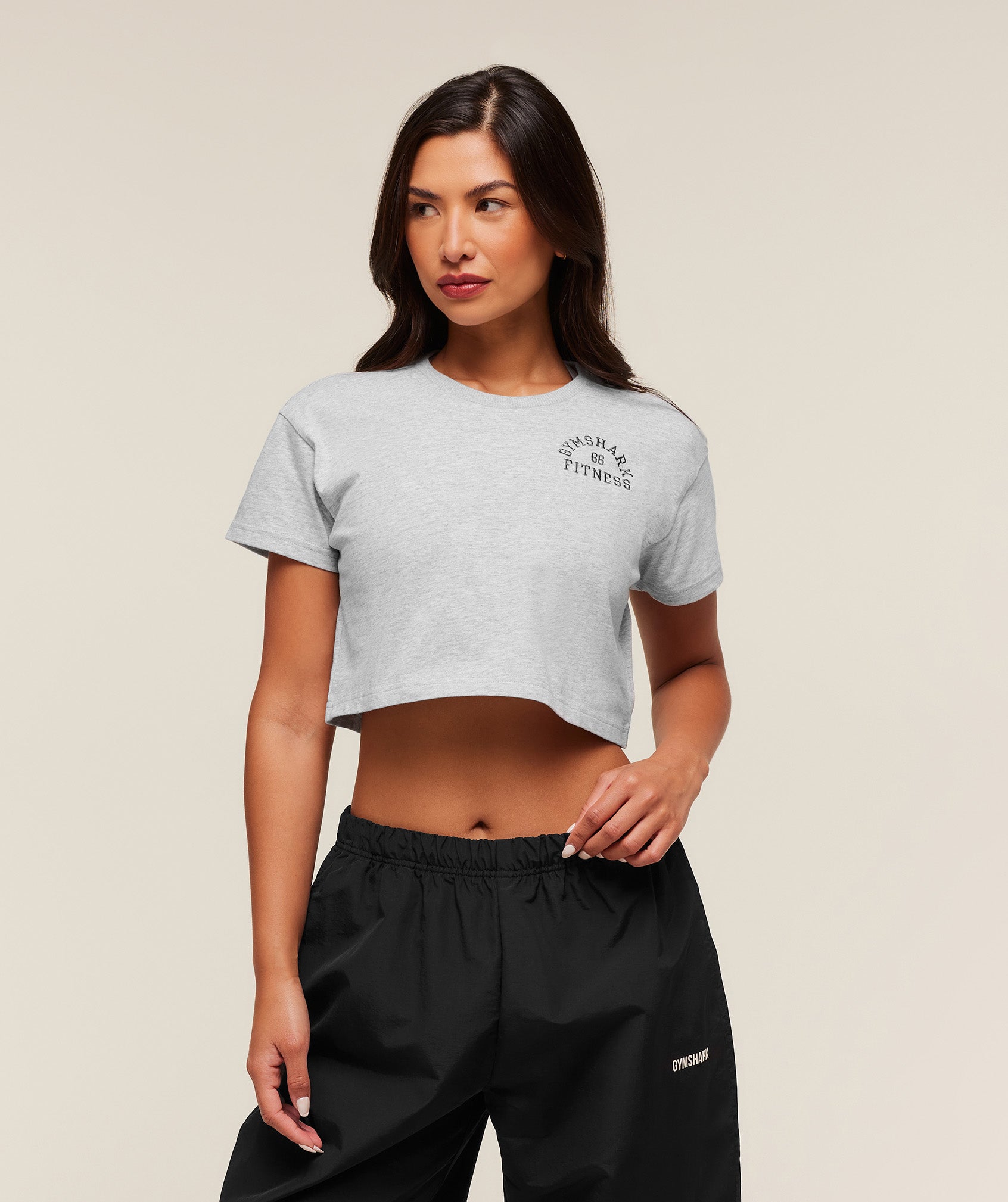 gymshark fitness embroidered graphic oversized crop top light grey core marl gymshark fitness embroidered graphic oversized crop top light grey core marl