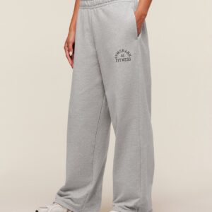 gymshark fitness embroidered graphic wide leg joggers light grey core marl