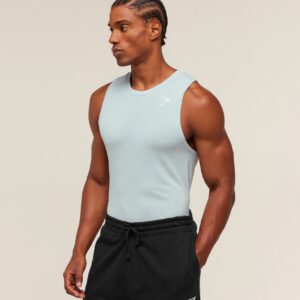 gymshark geo seamless tank smoke blue/soft white