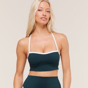 gymshark piping sports bra deep petrol blue/smoke blue/soft white