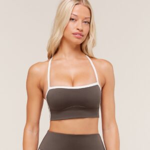 gymshark piping sports bra walnut brown/chestnut pink/soft white