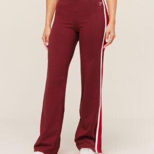 gymshark piping wide leg pant sets red/carmine red/soft white