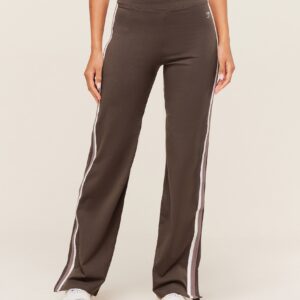 gymshark piping wide leg pant walnut brown/chestnut pink/soft white