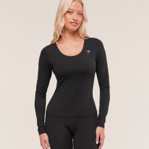 gymshark twist back long sleeve top black