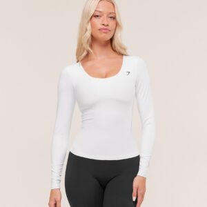 gymshark twist back long sleeve top white