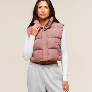 gymshark puffer vest brick brown