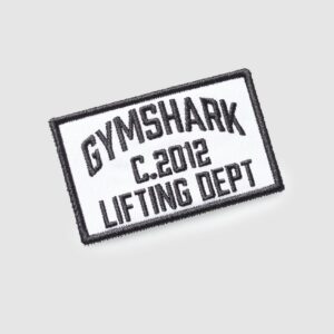 gymshark lifting dept velcro patch white