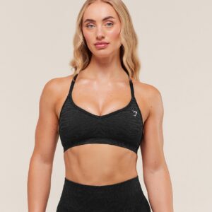 gymshark adapt animal seamless sports bra black/asphalt grey