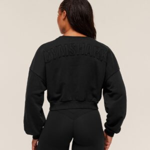 gymshark power washed sweat top black/acid wash small ball