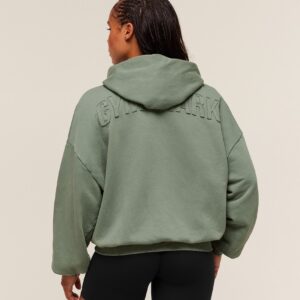 gymshark power washed oversized hoodie unit green/acid wash small ball