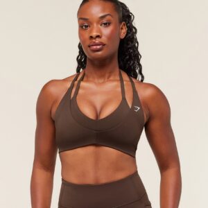 gymshark reps t back sports bra archive brown
