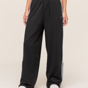 gymshark retro stripe snap pant black/medium grey