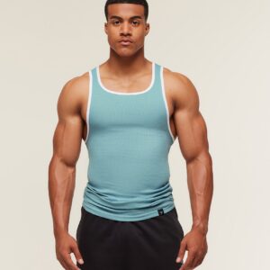 gymshark ribbed tank 1pk bench blue/white