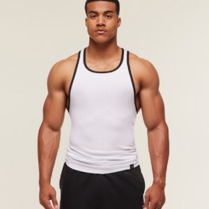 gymshark ribbed tank 1pk white/black