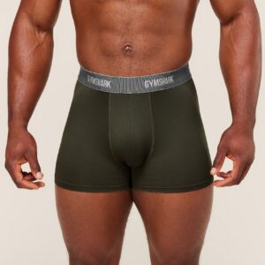 gymshark sports tech boxer 3pk medium grey/unit green/strength green