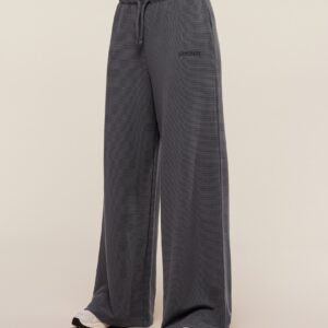 gymshark waffle wide leg pants onyx grey