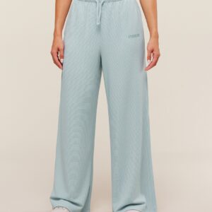 gymshark waffle wide leg pants smoke blue