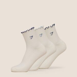 gymshark midi frill socks 3pk bench blue/worn blue/compound blue
